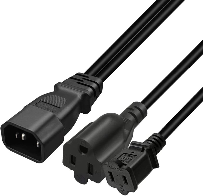 TEWOXIN IEC C14 to NEMA 1-15R + 5-15R Y Splitter Power Cord, Computer Power Extension Cord, AC Extension Cable for Network Equipment(1FT/0.3M) - Image 3
